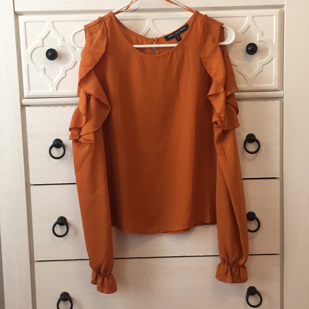 Orange Cold Shoulder Top